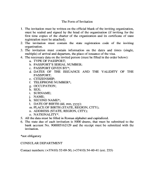 Armenia Invitation Form