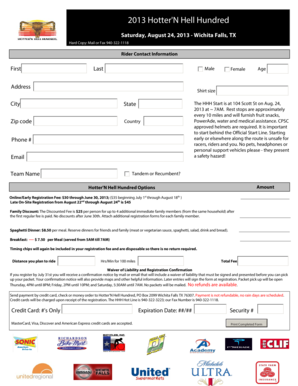 Hotter'N Hell Hundred Registration Form