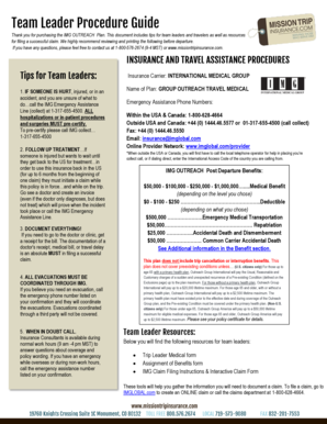 IMG Outreach Travel Medical Insurance Claim Form