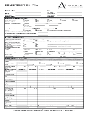 Broker Price Opinion Form