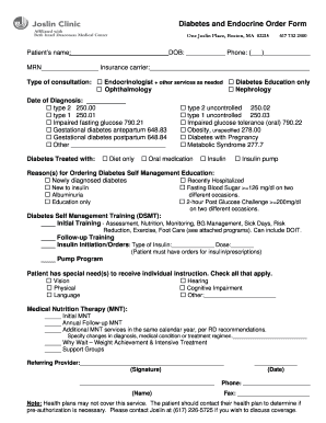 Diabetes and Endocrine Order Form