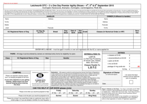 Letchworth DTC 3 x One Day Premier Agility Shows 4th, 5th &amp; 6th September 2015
