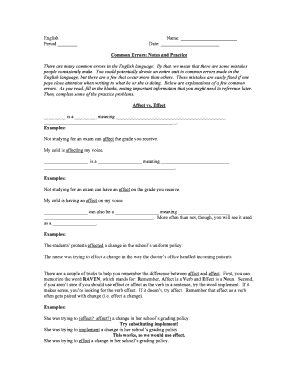 Common Errors Notes and Practice
