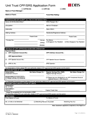 Unit Trust CPF/SRS Application Form