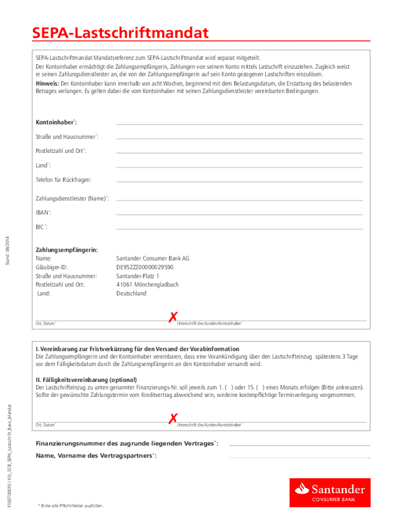 nderung der Bankverbindung - Santander Consumer Bank - santander Preview on Page 1