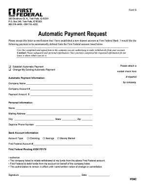 Automatic Payment Request Form