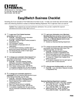 First Federal Business Account Opening Kit