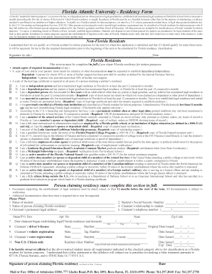 Florida Atlantic University Residency Form