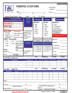 Personnel Action Form