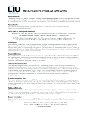 LIU Brooklyn Graduate Admission Application Form