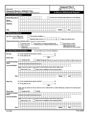 Vanguard 403(b)(7) In-Service Withdrawal Request Form