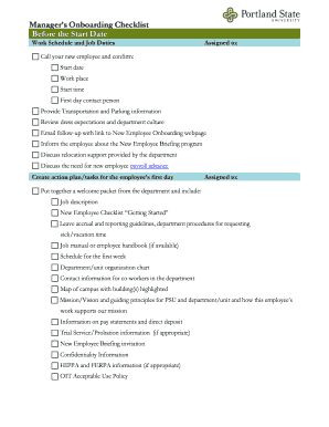 Manager’s Onboarding Checklist