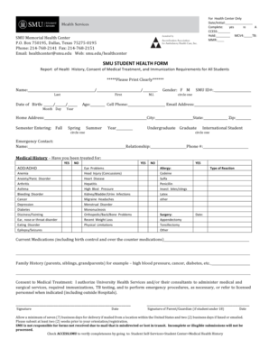 SMU Student Health Form