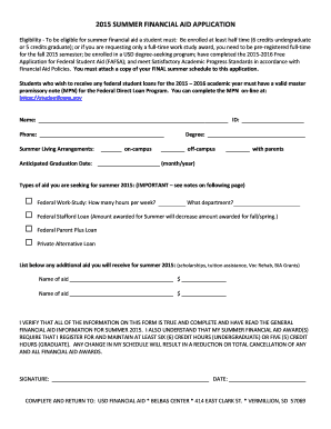 2015 Summer Financial Aid Application