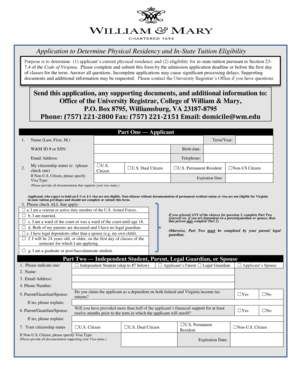 Virginia In-State Tuition Eligibility Application