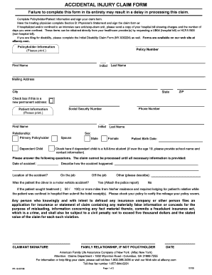 Accidental Injury Claim Form