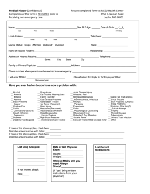 Medical History Form