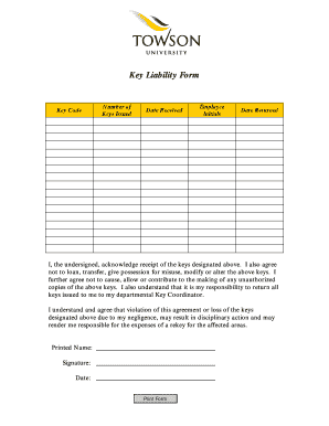 Key Liability Form