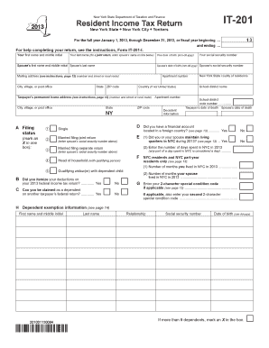 New York State Resident Income Tax Return IT-201