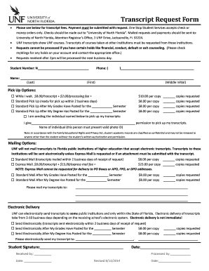 Transcript Request Form - University of North... - unf