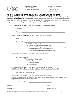 Student Information Change Form