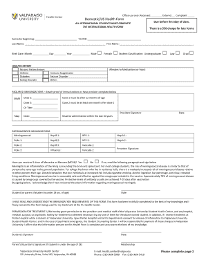 International Student Health Form