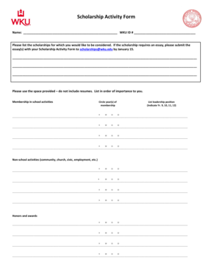 Scholarship Activity Form