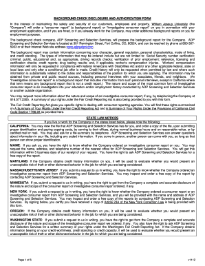 Background Check Disclosure and Authorization Form