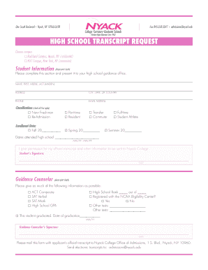 High School Transcript Request Form
