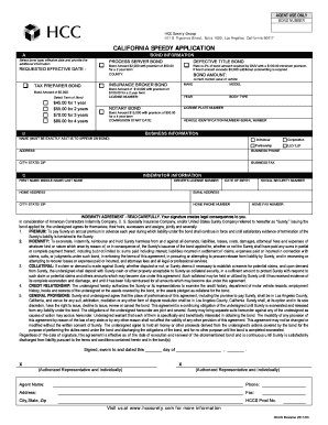 California Speedy Application Bond Form