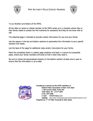 Port Authority Police Emergency Contact Form