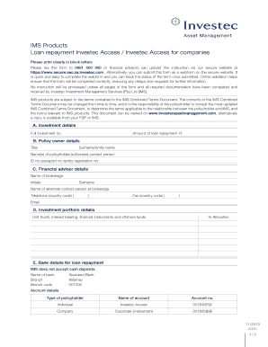 Investec Loan Repayment Form