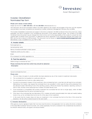 Investec GlobalSelect Nominated Fee Form