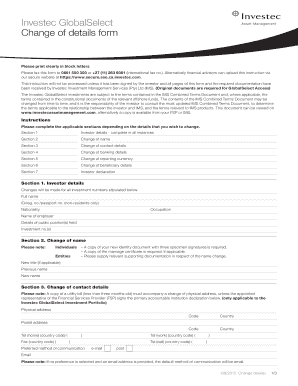 Investec GlobalSelect Change of Details Form