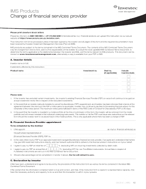 Investec Financial Services Provider Change Form