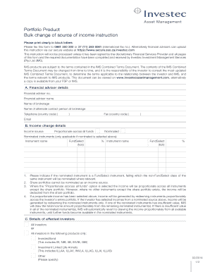Bulk Change of Source of Income Instruction
