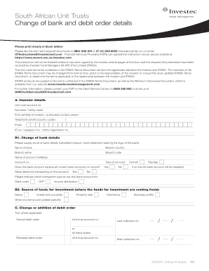 South African Unit Trust Bank Details Change Form