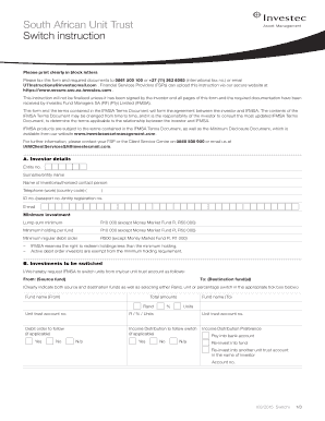 South African Unit Trust Switch Instruction