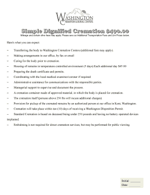 Washington Cremation Service Agreement