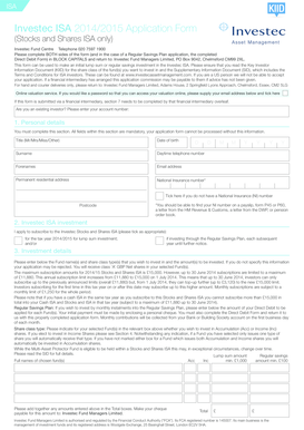 Investec ISA Application Form