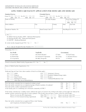 Long Term Care Facility Application for Medicare and Medicaid