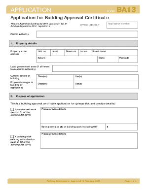 Western Australian Building Approval Certificate Application