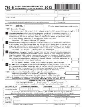Virginia Special Nonresident Claim for Individual Income Tax Withheld