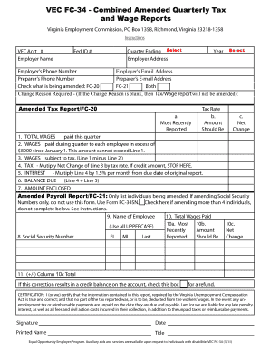 VEC FC-34 - Combined Amended Quarterly Tax and Wage - vec virginia