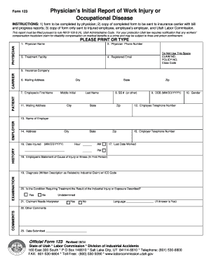 Physician’s Initial Report of Work Injury or Occupational Disease
