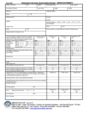Form 221b Restorative Services Authorization/Denial - Upper Extremity