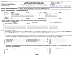 New Jersey Local Government Ethics Financial Disclosure Statement