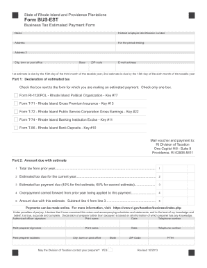 Rhode Island Business Tax Estimated Payment Form