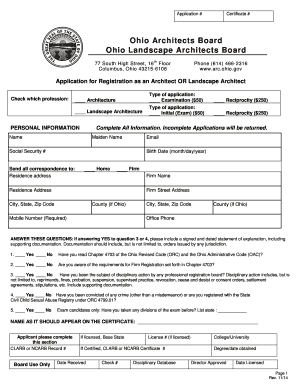 Ohio Architect Registration Application