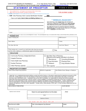 Ohio Statement of Preceptor Form